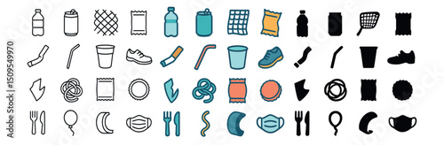 Recycling and waste management icon collection: eco-friendly, sustainability, green living