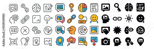 Business and communication icon collection: networking, innovation, and technology set