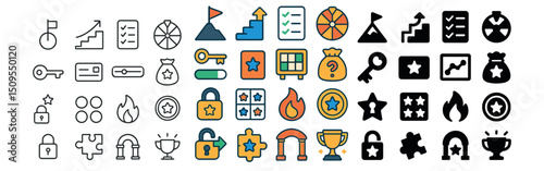 Business and productivity icon collection. efficiency and goal management symbols set
