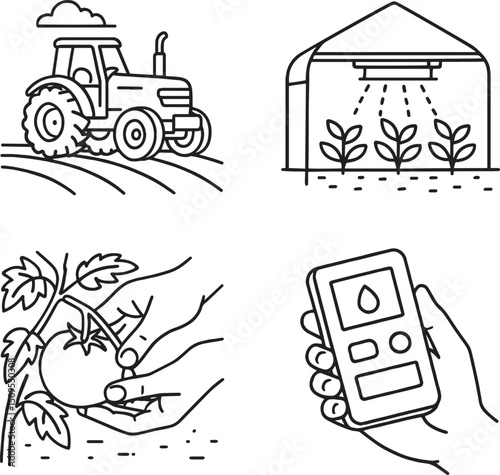Set of Organic Agricultural farming
