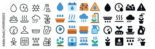 Environment and gardening icon collection. nature, climate, and ecology symbols set