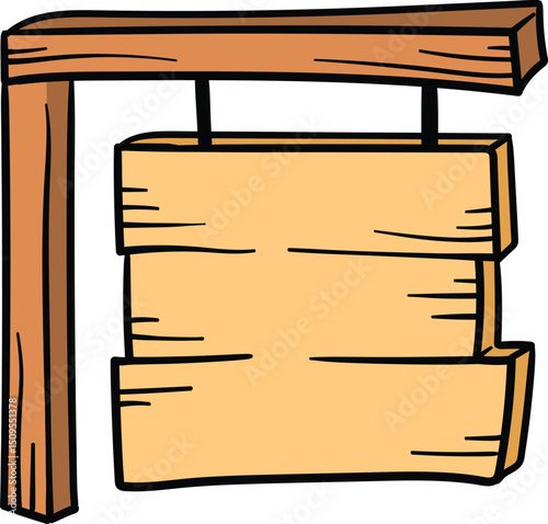 Wooden hanging signboard illustration