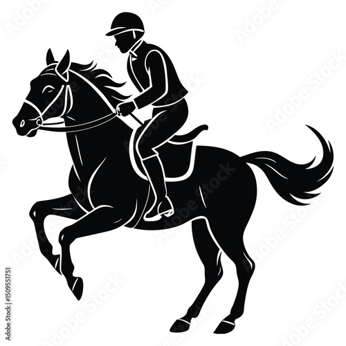 Jockey Riding Galloping Horse vector black silhouette cricut print design isolated 
