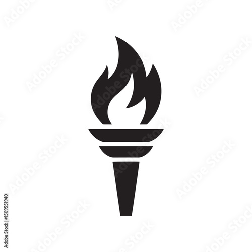 Silhouette Torch Vector Icon on White Background