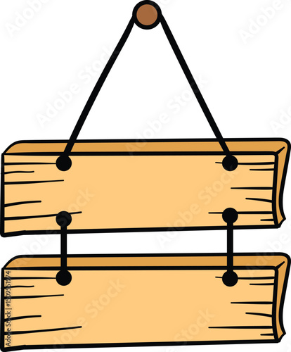 Double wooden hanging signboard illustration