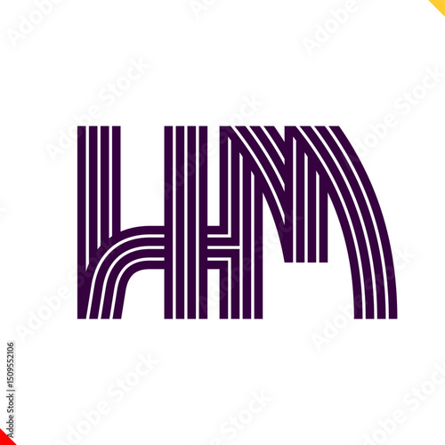 Parallel line monogram initial logo, combination of letter H and M. Best for name abbreviation.