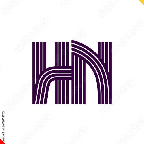Parallel line monogram initial logo, combination of letter H and N. Best for name abbreviation.