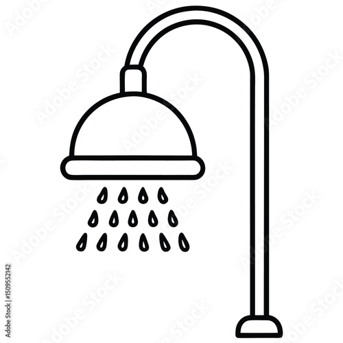 Bathroom Shower Icon Vector Design Template Featuring a Simple Shower Head Symbol Suitable for Bathroom Plumbing or Hygiene Related Visual Content