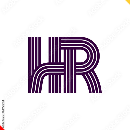 Parallel line monogram initial logo, combination of letter H and R. Best for name abbreviation.