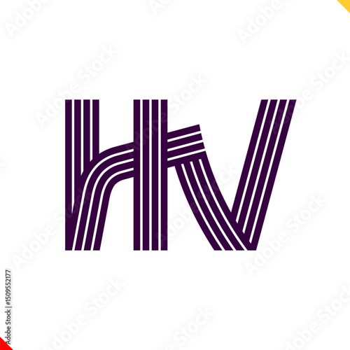 Parallel line monogram initial logo, combination of letter H and V. Best for name abbreviation.