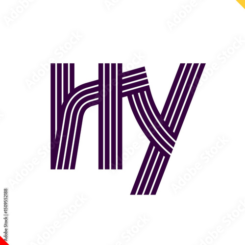 Parallel line monogram initial logo, combination of letter H and Y. Best for name abbreviation.