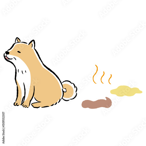 おもらしするシニア犬のイメージイラスト