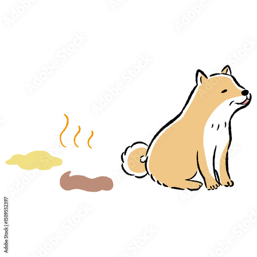 おもらしするシニア犬のイメージイラスト