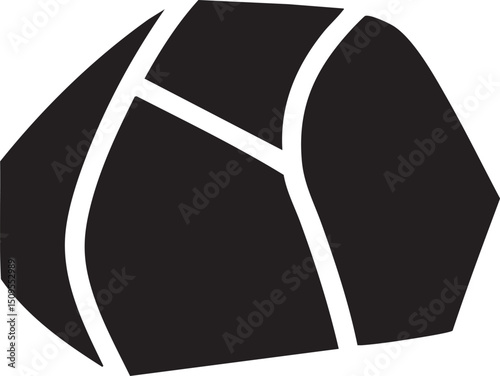 fragmented geometric shape appears to be floating against a white background.