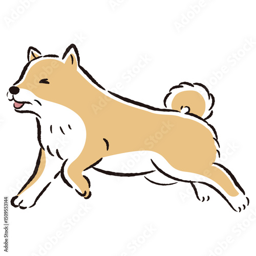 困った表情で逃げるシニア犬のイラスト