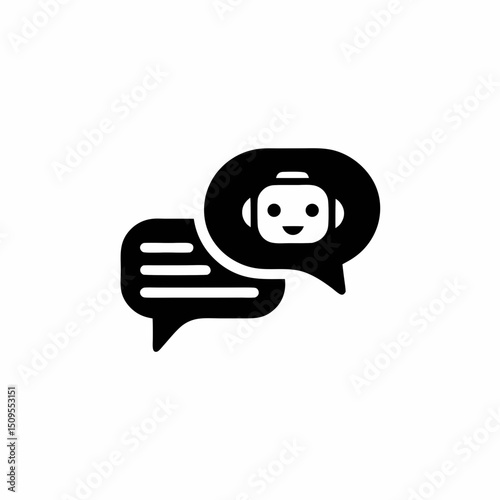 AI Chatbot Service Icon Vector Silhouette Design