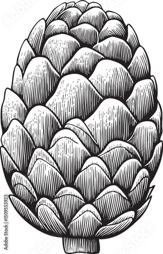 detailed black and white of an artichoke.