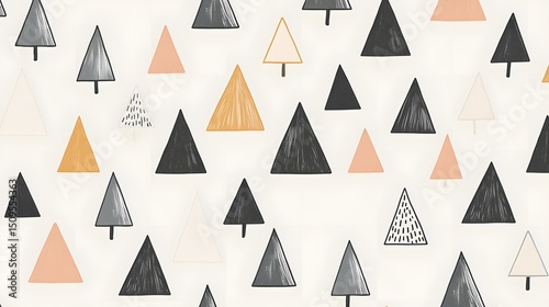 Free Download Abstract Hand Drawn Triangle Christmas Trees Pattern - GFXLoad