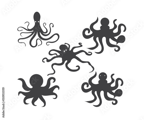 Octopus Bundle; Octopus EPS Bundle; Octopus Clipart, Octopus; Octopus Silhouette; Sea Animals EPS
