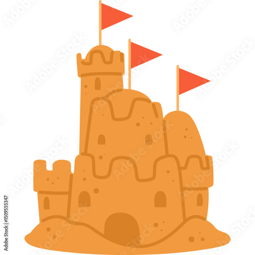 Sand Castle Summer Illustration