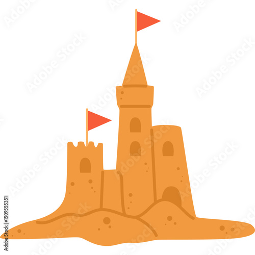 Sand Castle Summer Illustration