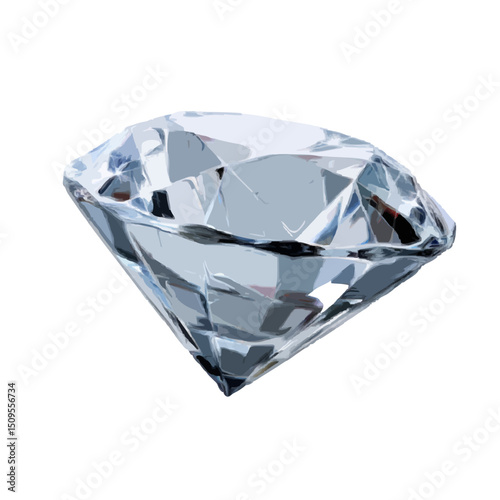 A captivating close up of a diamond gemstone with multiple facets reflecting light on a white background on transparent background