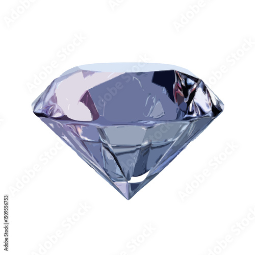 A single large diamond with multiple facets is displayed against a plain white background in a studio shot on transparent background