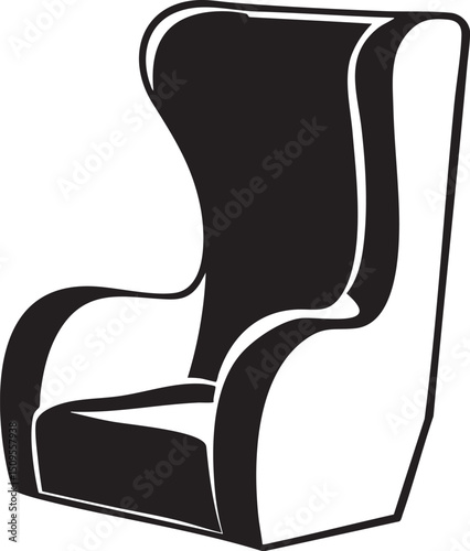 stylized black silhouette of a high-backed armchair.