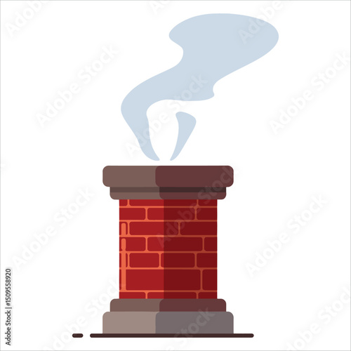 House chimney cartoon vector icon.Web design graphic isolated on white, ideal for home and architecture themes.