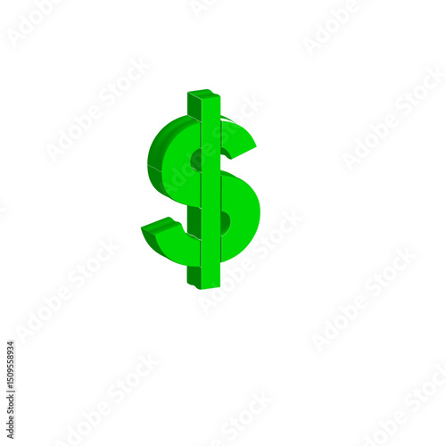green dollar sign design in illustration 3d.