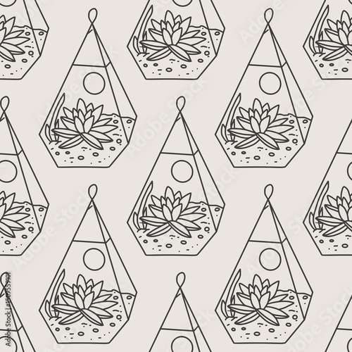 Seamless design of succulents against a black backdrop, highlighting the intricate shapes and textures of the plants
