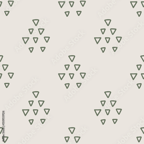 A repeating pattern of colorful triangles arranged in a geometric design