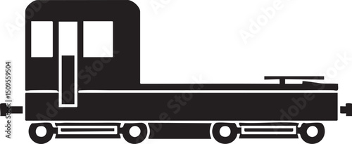 simple black and white of a flatbed railcar.