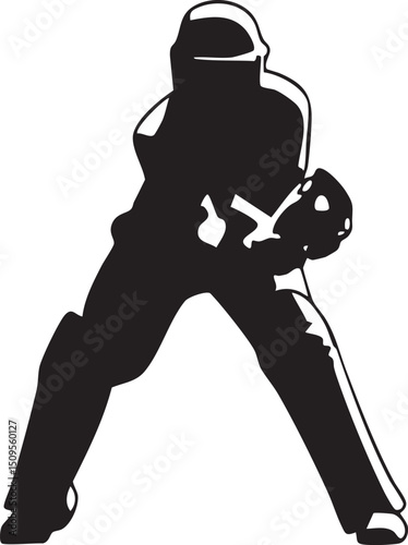silhouetted fencer stands poised with a foil ready for action.