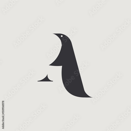 Penguin logo simple flat sketch