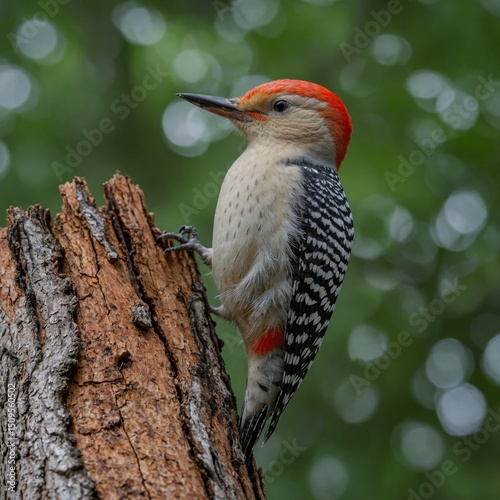 A colorful avian trio of red-billed hornbill, red-billed kingfisher, and red-backed shrike perch on a wild branch in nature photo