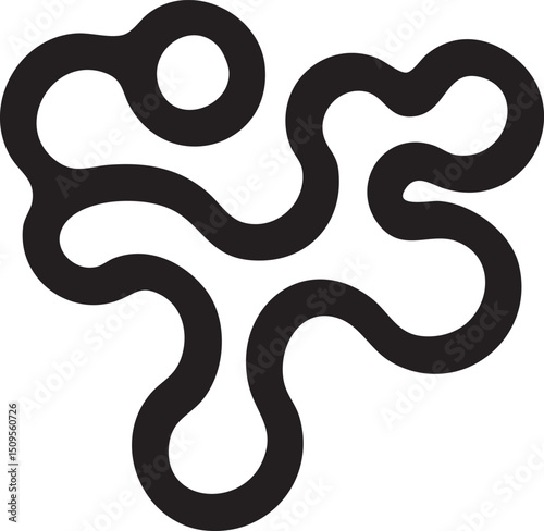 stylized black outline of interconnected flowing shapes.