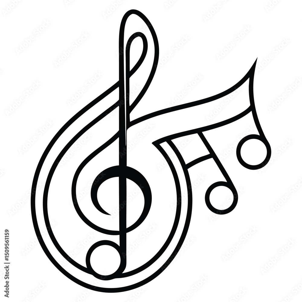 Musical Notation Icon Set Featuring a Clef Notes and Melody Elements for Music Related Designs and Creative Projects Perfect for Musicians and Composers