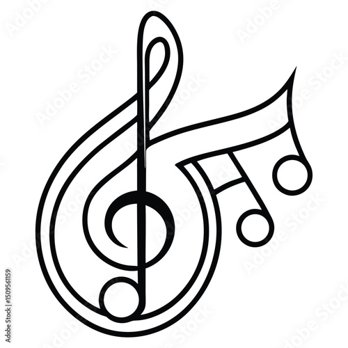 Musical Notation Icon Set Featuring a Clef Notes and Melody Elements for Music Related Designs and Creative Projects Perfect for Musicians and Composers