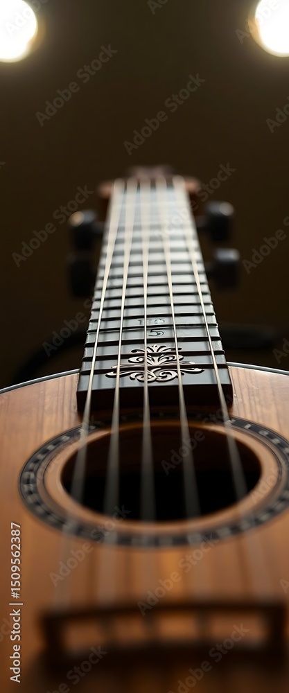 Fototapeta premium close up of a guitar neck and strings