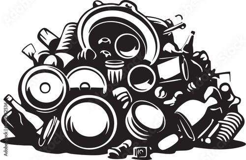 chaotic pile of diverse musical instruments dominates the frame.