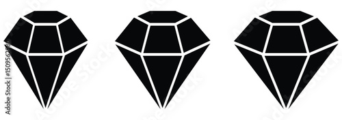 diamond gems sign and symbol. Set of different brilliant icon. Diamond icon set Isolated on white background. 