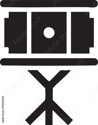 film projector displays a rectangular on its screen.