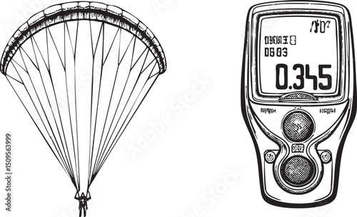 skydiver controls a parachute with a digital display.