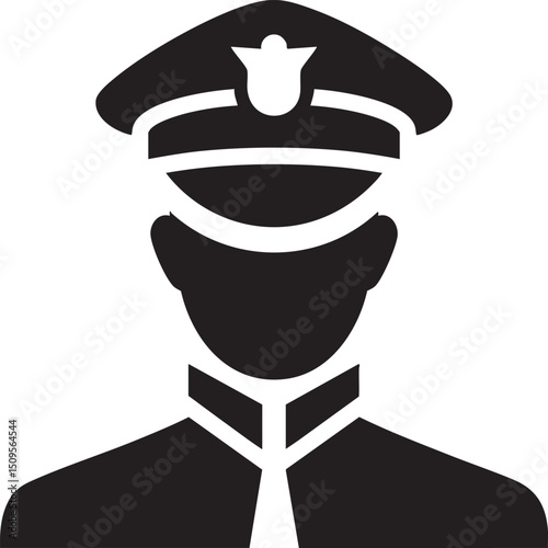 man wearing a dark uniform and a peaked hat.