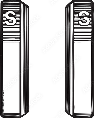 Two vertical rectangular blocks display the letter ‘S’ on each side.