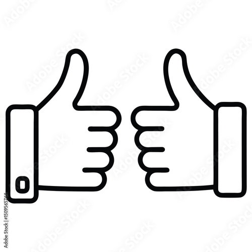 Graphic with a vector thumb up, along with thumb up and down symbols