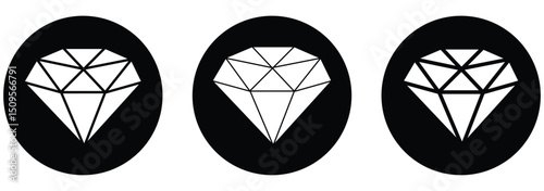 Diamond Vector Icon Set – Luxury, Brilliance, and Prestige. Diamond, and Download Black Icon Set. Minimalist Vector Symbols for UI, Web, and App Design. Eps 10
