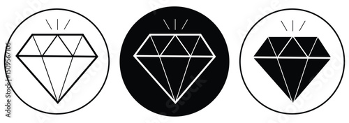 Diamond Vector Icon Set – Luxury, Brilliance, and Prestige. Diamond, and Download Black Icon Set. Minimalist Vector Symbols for UI, Web, and App Design. Eps 10