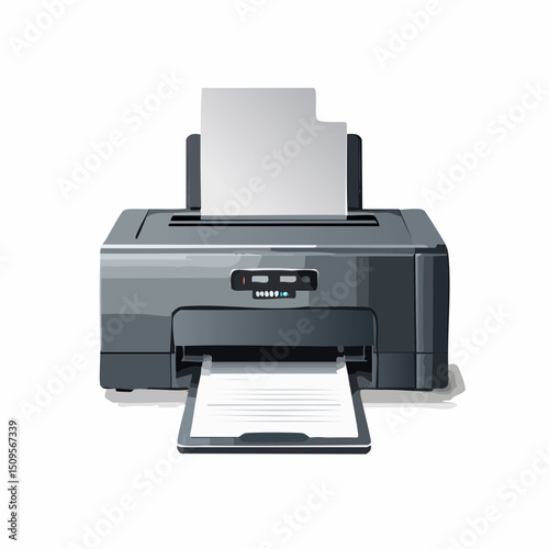 A desktop printer ejecting a document
